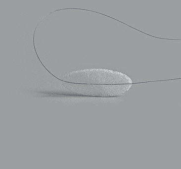 White curved implant with anatomical contours and template outline