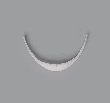 White curved two-piece chin implant for mandibular augmentation