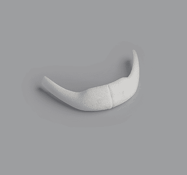 White curved extended chin implant for rounded mandibular enhancement