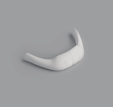 White curved two-piece chin implant for mandibular augmentation
