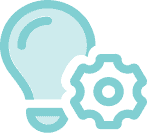 Light bulb and gear icon representing innovation concept